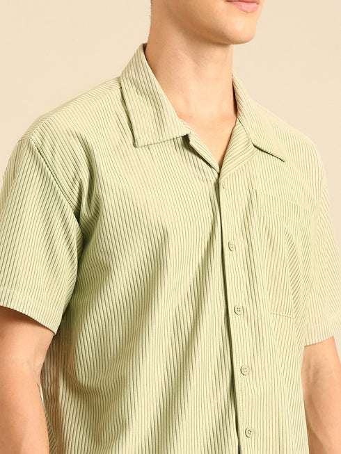 Sage Green Textured Relaxed Fit Co-Ords Set