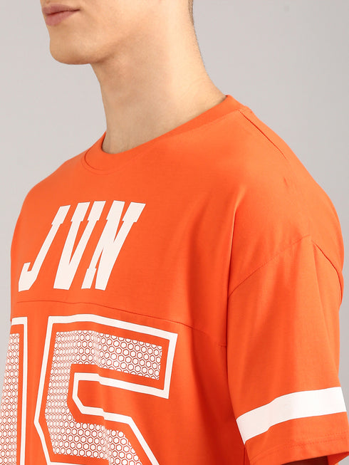Orange Printed Oversized T-shirt