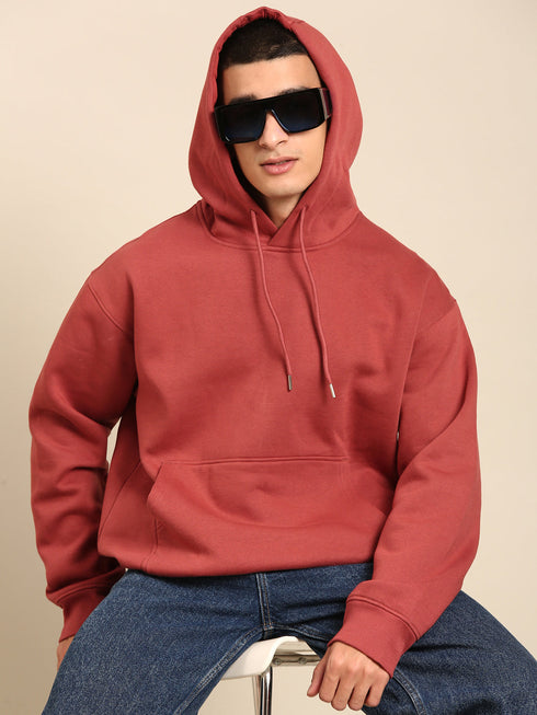 JOVEN Men Printed Full Sleeve Hooded Sweatshirt
