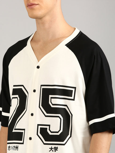 White & Black Printed Relaxed Fit Co-Ords Set