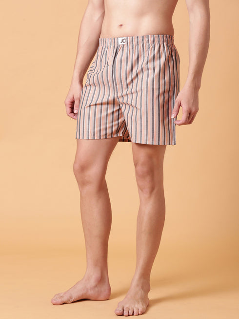 Brown Checked Cotton Boxer