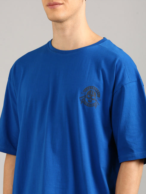 Royal Blue Oversized Puffy Printed T-shirt