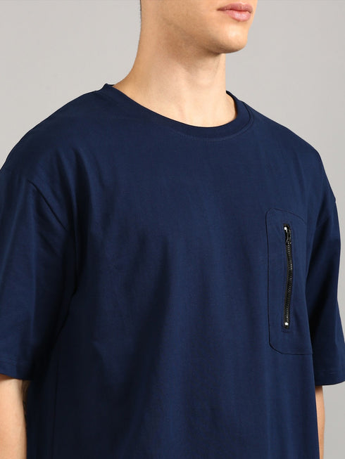 Navy Blue Oversized Puffy Printed T-shirt