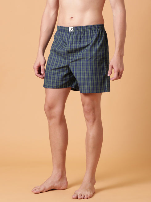 Green Checked Cotton Boxer