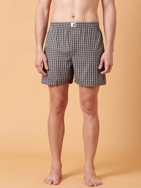 JOVEN Men Checked Pure Cotton Boxers Pack Of 2