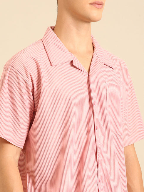 Peach Textured Relaxed Fit Co-Ords Set