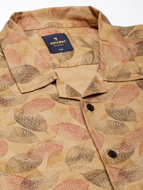 Brown Printed Short Sleeve Resort Shirt