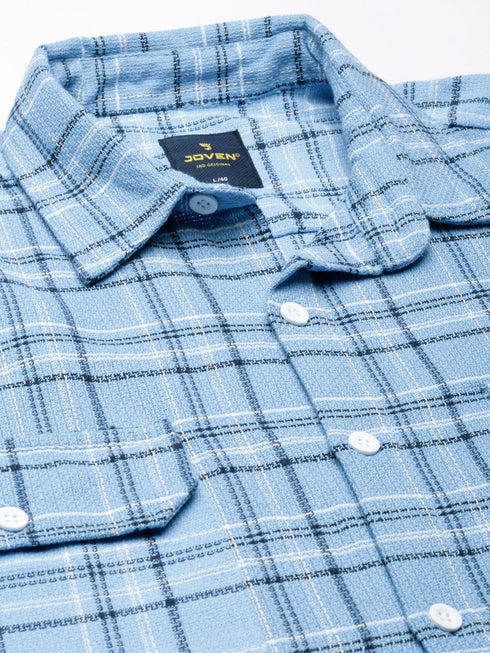 Blue & White Full Sleeved Oversized Casual Shirt