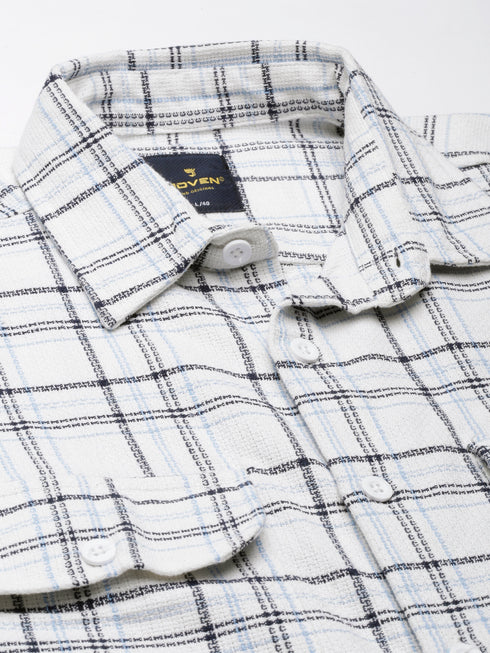 White & Black Checked Full Sleeve Oversized Casual Shirt