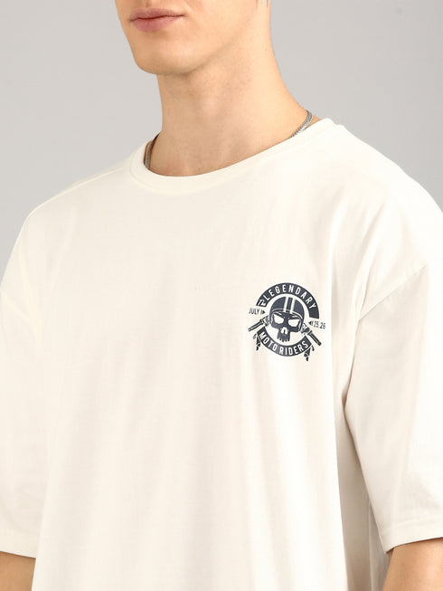 Cream Oversized Puffy Printed T-shirt