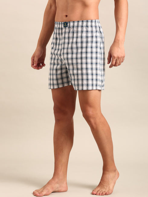 White & Black Checked Cotton Boxer