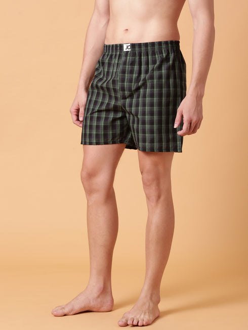 Green & Black Checked Cotton Boxer