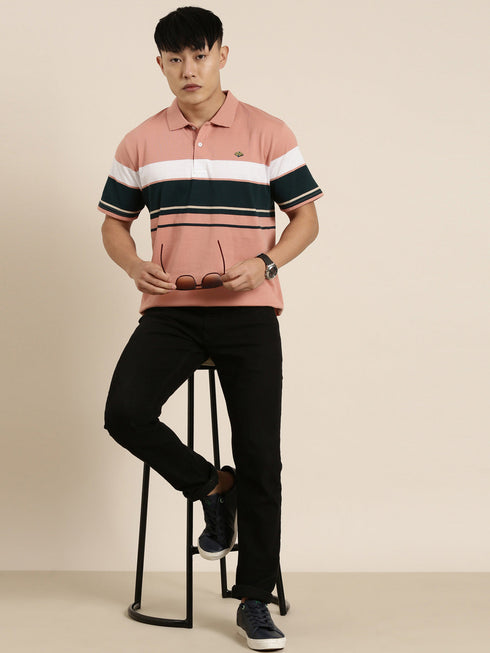 Pink Striped Polo T-shirt