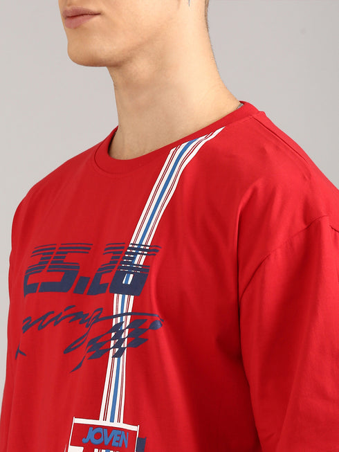 Red Oversized Printed T-shirt