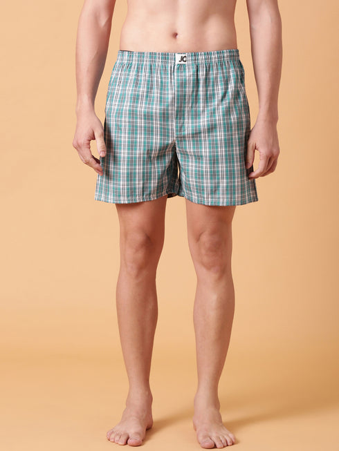 JOVEN Men Checked Pure Cotton Boxers Pack Of 2