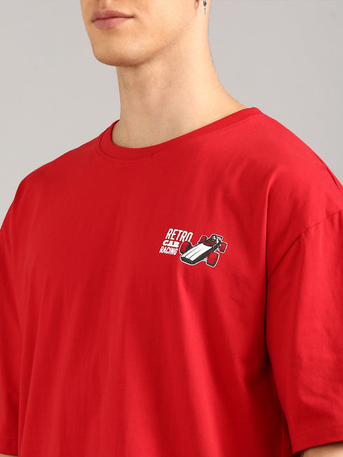 Red Oversized Printed T-shirt