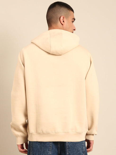 JOVEN Men Printed Full Sleeve Hooded Sweatshirt