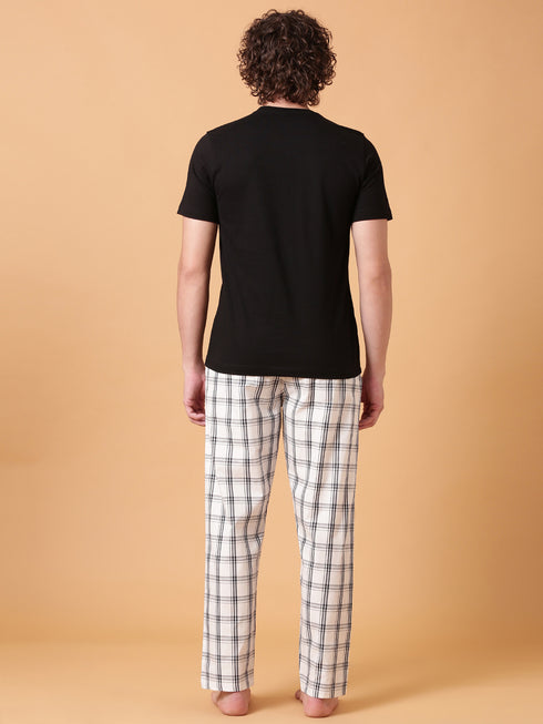 Black and White Checked Night Suit