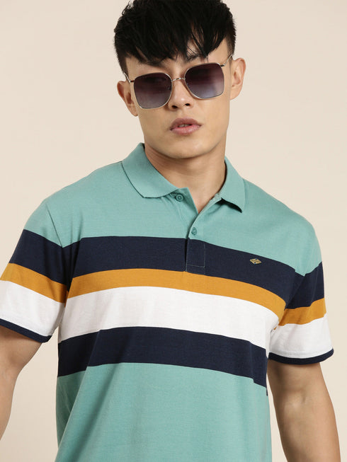 Green Striped Polo T-shirt