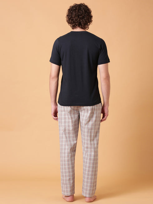 Navy and Light Grey Checked Night Suit