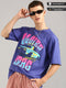 Royal Blue Oversized Printed Raglan T-shirt