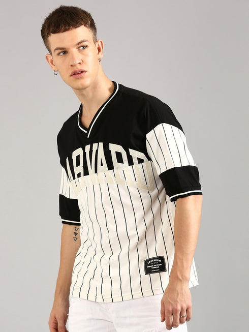 Black & White Printed Regular Fit T-Shirt