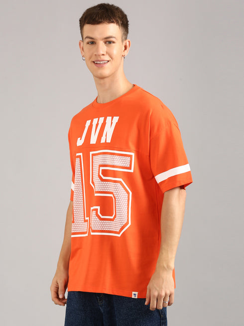 Orange Printed Oversized T-shirt