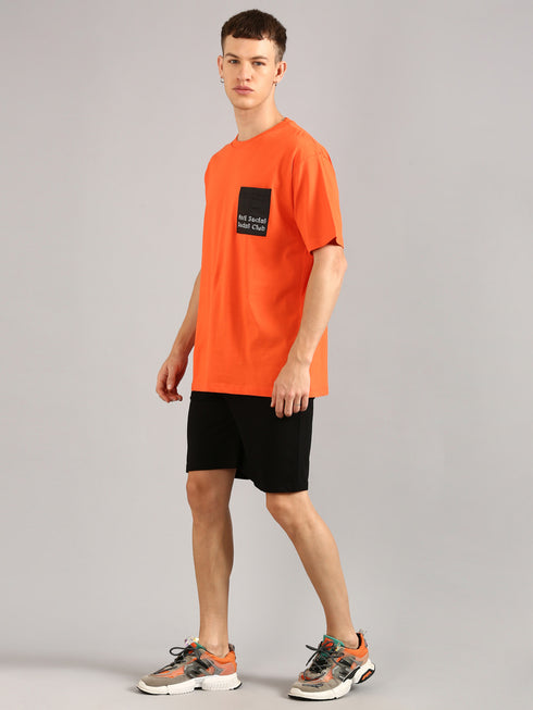 Orange Printed Regular Fit Co-Ords Set