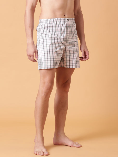 White Checked Cotton Boxer