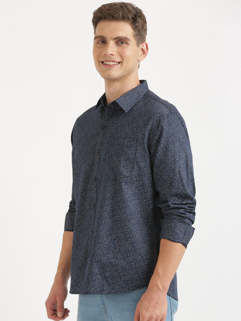 Black & Grey Printed Full Sleeve Casual Shirt