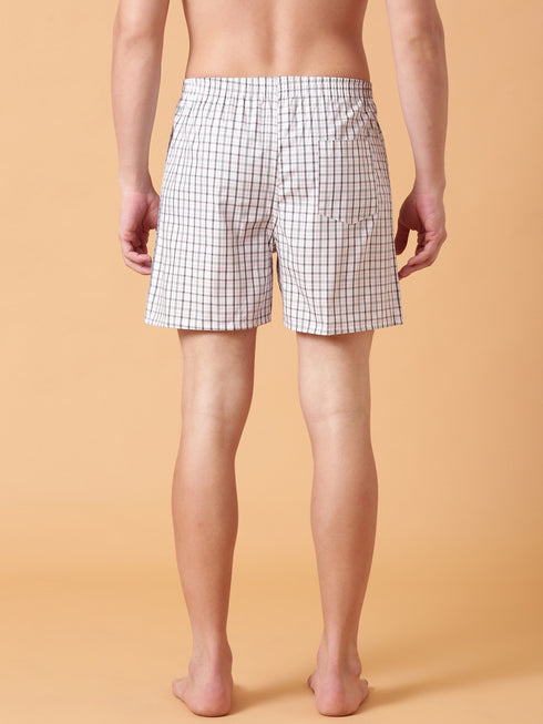 JOVEN Men Checked Pure Cotton Boxers Pack Of 2