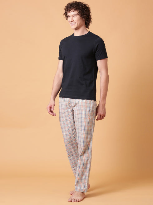 Navy and Light Grey Checked Night Suit