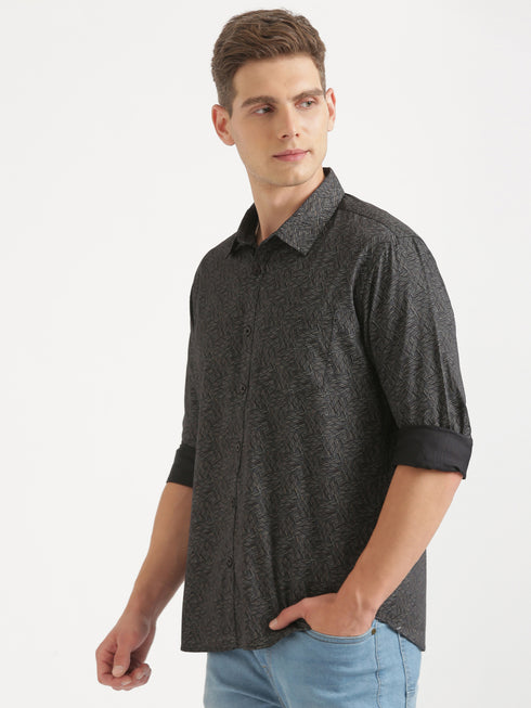 Dark Grey Casual Full Sleeve Casual Shirt