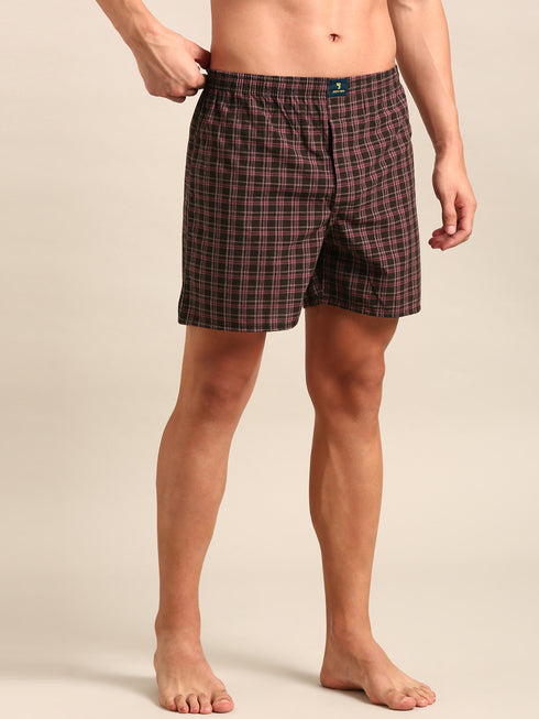 Brown Checked Cotton Boxer
