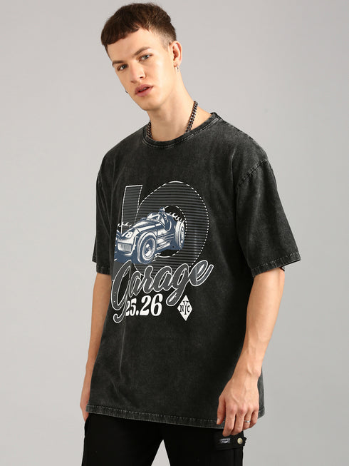 Black Oversized Distressed Stone Washed T-shirt