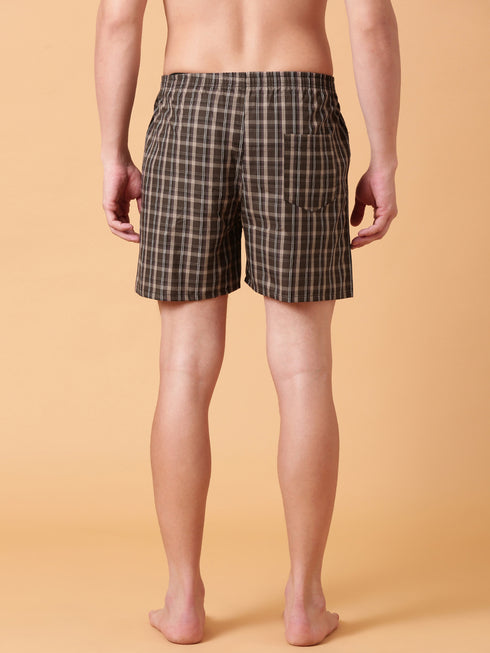 JOVEN Men Checked Pure Cotton Boxers Pack Of 2