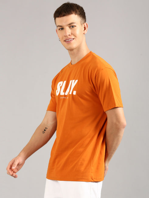Orange Printed Regular Fit T-Shirt