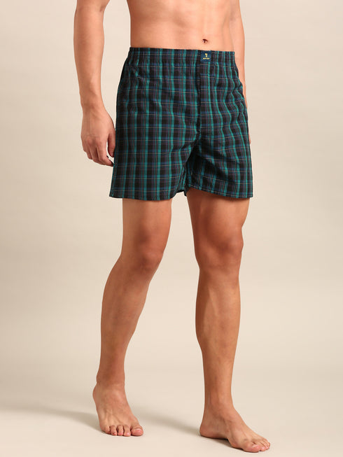 2 Pack Checked & Striped Cotton Boxers