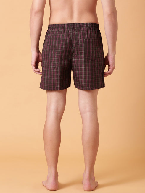 JOVEN Men Checked Pure Cotton Boxers Pack Of 2