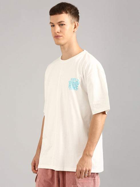 Cream Cut&Sew Oversized Printed T-shirt