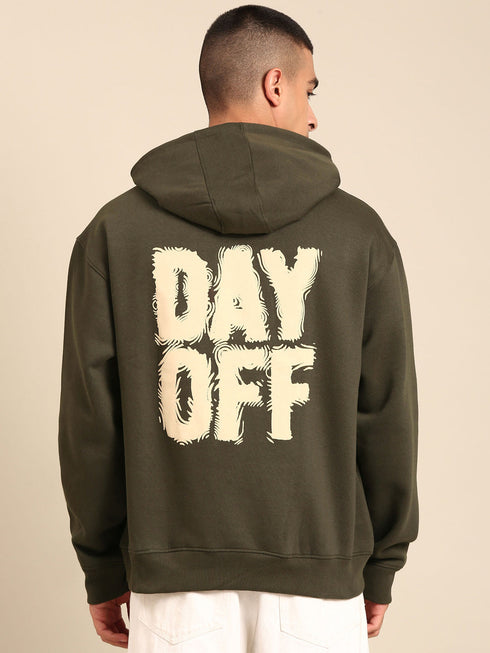 JOVEN Men Printed Full Sleeve Hooded Sweatshirt