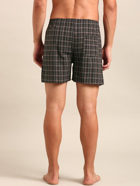Brown & Black Checked Cotton Boxer