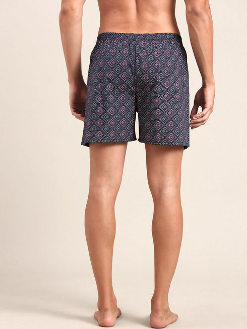 Navy & Grey Printed Cotton Boxer