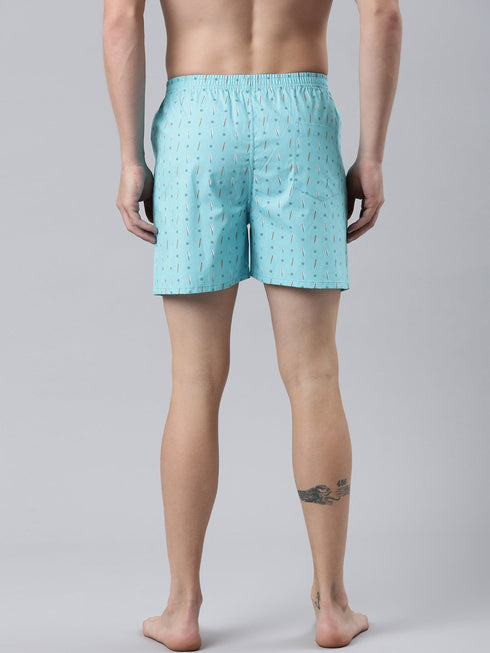 Light Blue Printed Cotton Boxer
