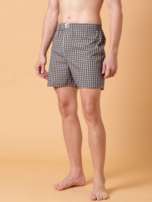 JOVEN Men Checked Pure Cotton Boxers Pack Of 2
