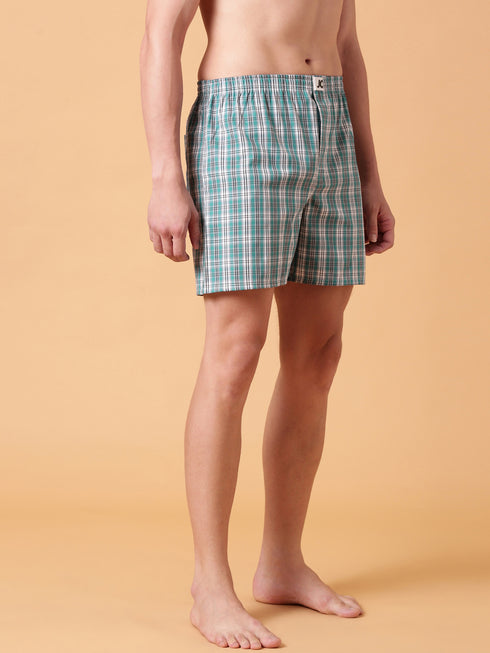 JOVEN Men Checked Pure Cotton Boxers Pack Of 2