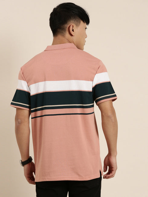 Pink Striped Polo T-shirt
