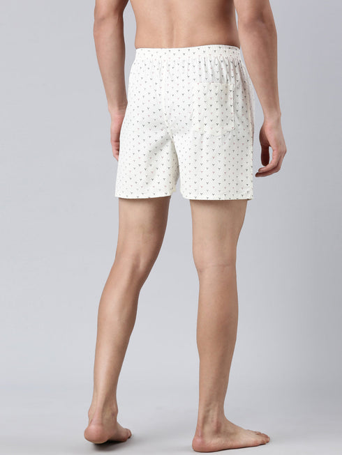 Beige Printed Cotton Boxer
