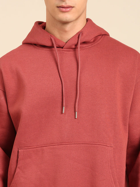 JOVEN Men Printed Full Sleeve Hooded Sweatshirt