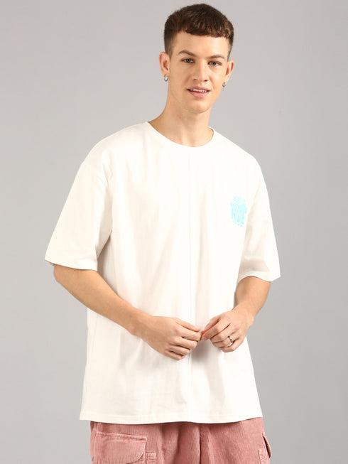 Cream Cut&Sew Oversized Printed T-shirt